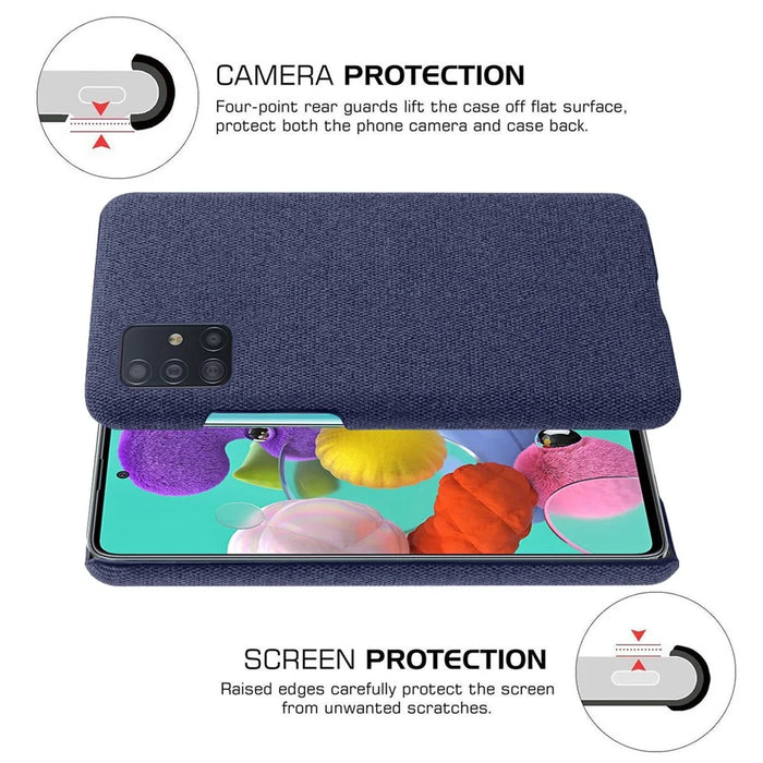 Solid Color Cloth Texture PC Phone Case for Samsung Galaxy A71 A715 - Dark Blue - 5