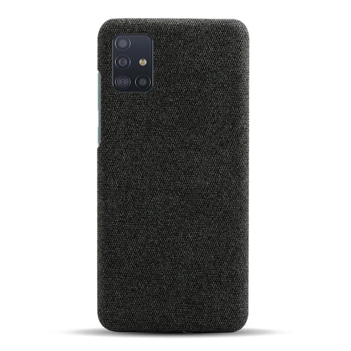 Solid Color Cloth Texture PC Phone Case for Samsung Galaxy A51 - Black - 3