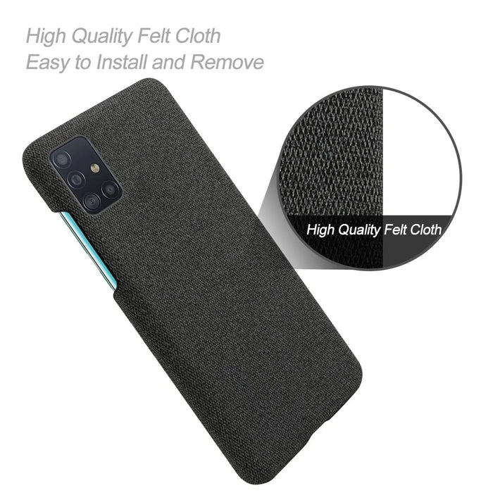 Solid Color Cloth Texture PC Phone Case for Samsung Galaxy A51 - Black - 4