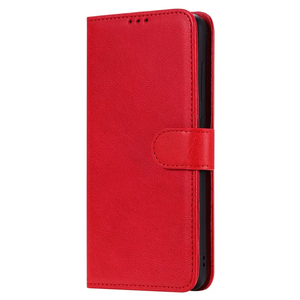 For Samsung Galaxy A51 Case 2 in 1 Detachable Magnetic Leather Wallet Mobile Cover with Strap - Red - 2