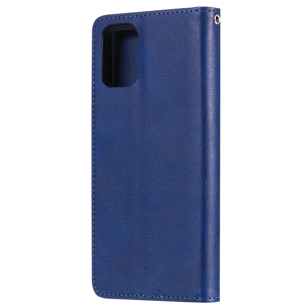 For Samsung Galaxy A71 Case 2 in 1 Detachable Magnetic Leather Wallet Mobile Cover with Strap - Blue - 3