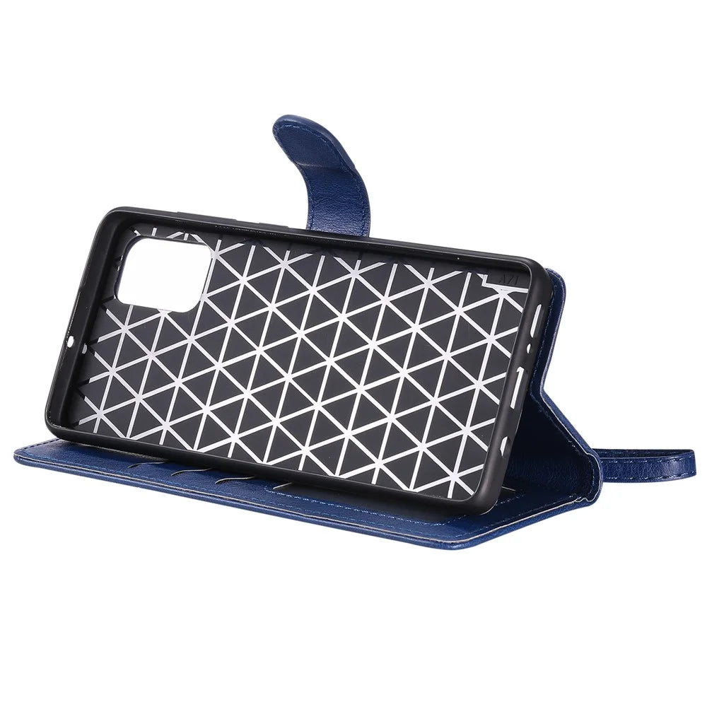 For Samsung Galaxy A71 Case 2 in 1 Detachable Magnetic Leather Wallet Mobile Cover with Strap - Blue - 7