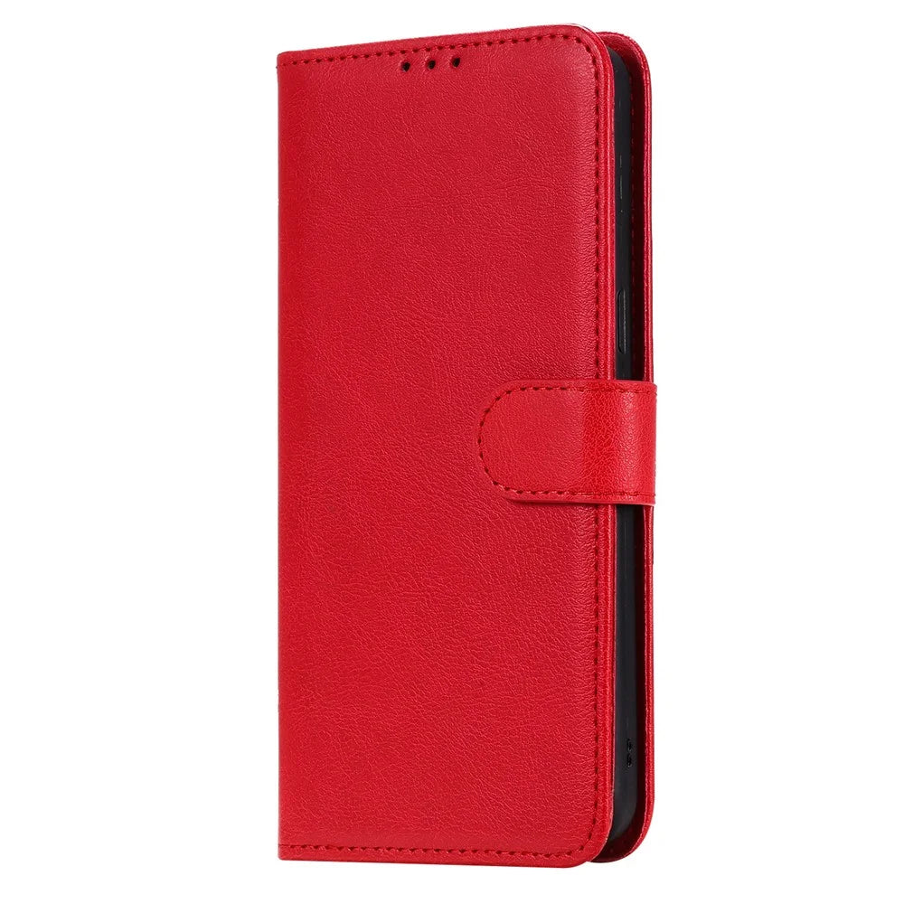 For Samsung Galaxy A10s Case 2 in 1 Detachable Magnetic Leather Wallet Mobile Cover with Strap - Red - 2