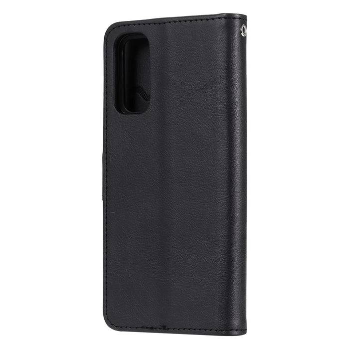 For Samsung Galaxy S20 4G / S20 5G Case 2 in 1 Detachable Magnetic Leather Wallet Mobile Cover with Strap - Black - 3