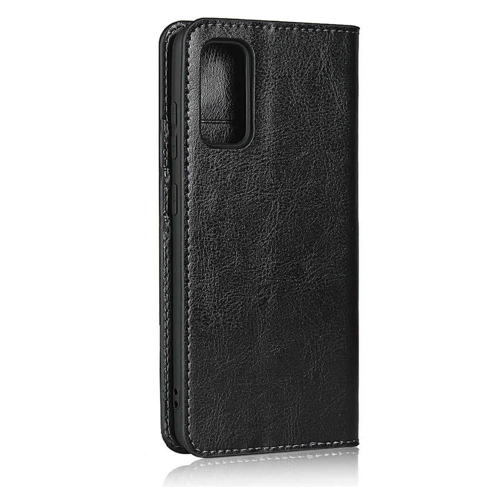 Crazy Horse Genuine Leather Stand Wallet Phone Case for Samsung Galaxy S20 4G/S20 5G - Black - 4