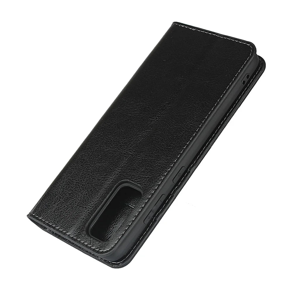 Crazy Horse Genuine Leather Stand Wallet Phone Case for Samsung Galaxy S20 4G/S20 5G - Black - 7