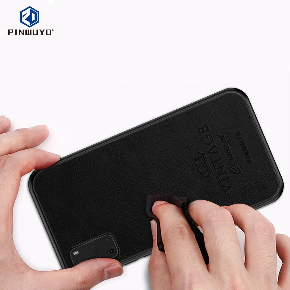 PINWUYO Pin Rui Series PU Leather Coated PC + TPU Phone Shell for Samsung Galaxy S20 4G/S20 5G - Black - 3