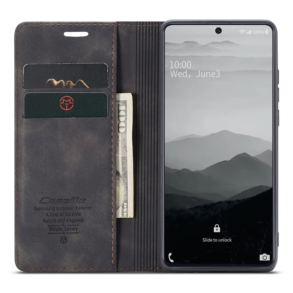 CASEME 013 Series Flip Wallet Leather Phone Cover for Samsung Galaxy A71 - Black - 2