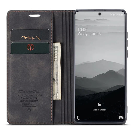 CASEME 013 Series Flip Wallet Leather Phone Cover for Samsung Galaxy A71 - Black - 2
