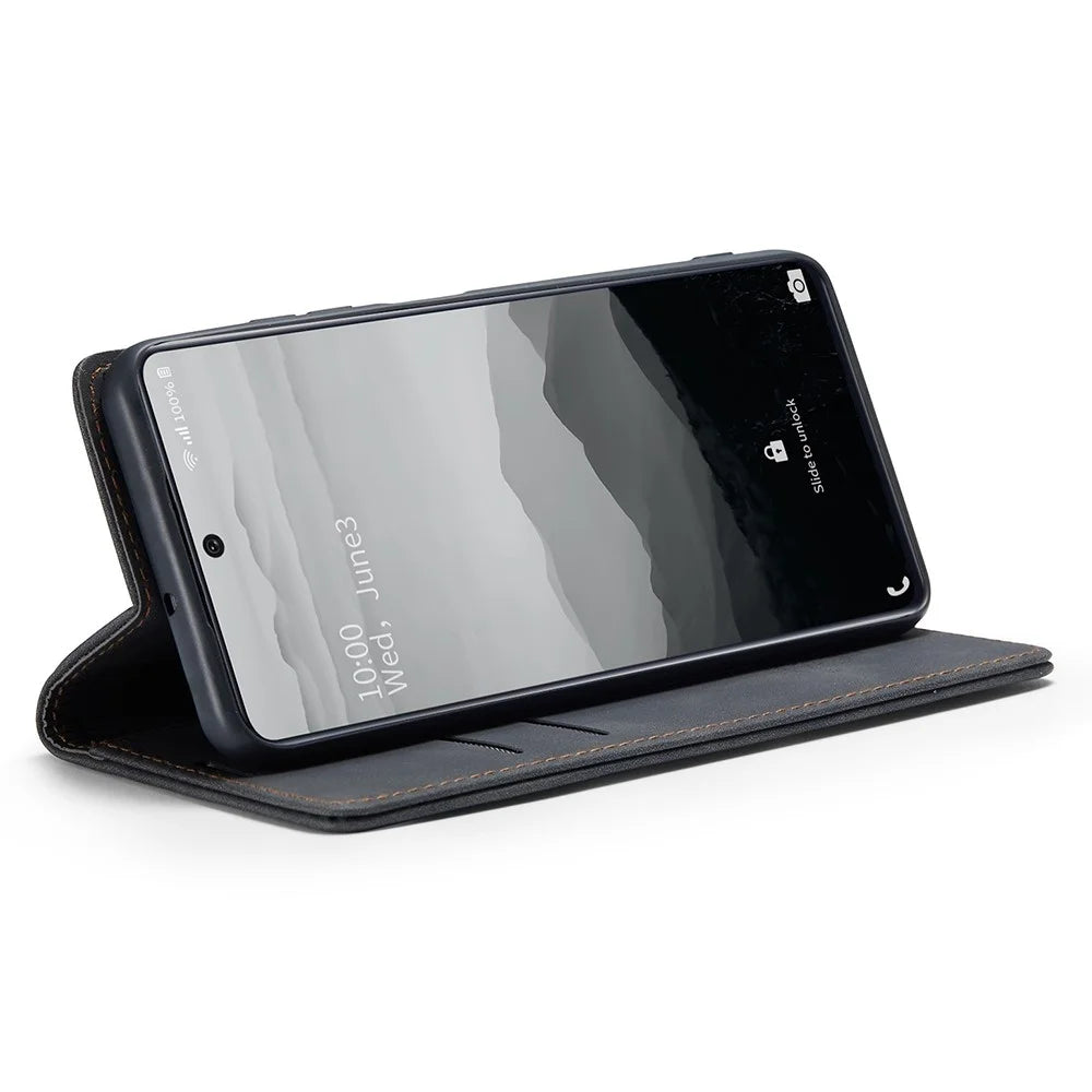 CASEME 013 Series Flip Wallet Leather Phone Cover for Samsung Galaxy A71 - Black - 3