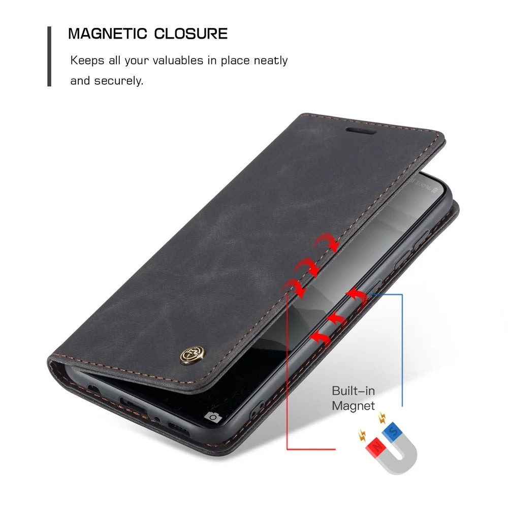 CASEME 013 Series Flip Wallet Leather Phone Cover for Samsung Galaxy A71 - Black - 6