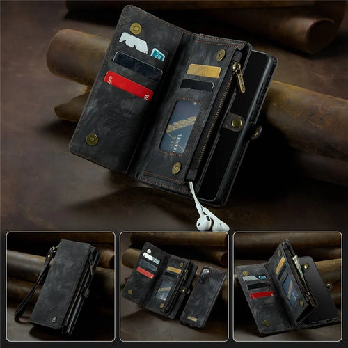 CASEME 008 Series Retro PU Leather Phone Cover Magnetic 2-in-1 Wallet Stand Phone Shell for Samsung Galaxy S20 4G / S20 5G - Black - 1
