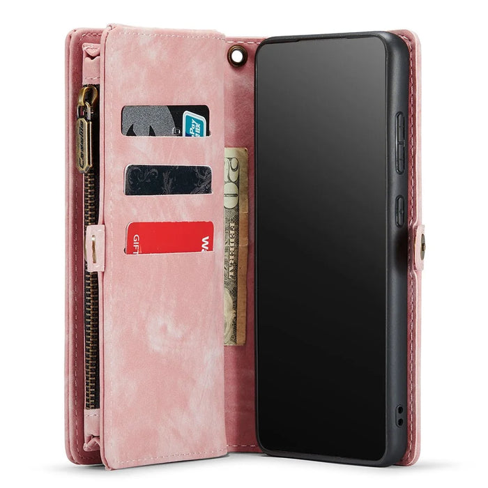 CASEME 008 Series PU Leather Cover for Samsung Galaxy S20 Ultra Wallet Phone Case Shockproof Folio Flip Cover - Pink - 5