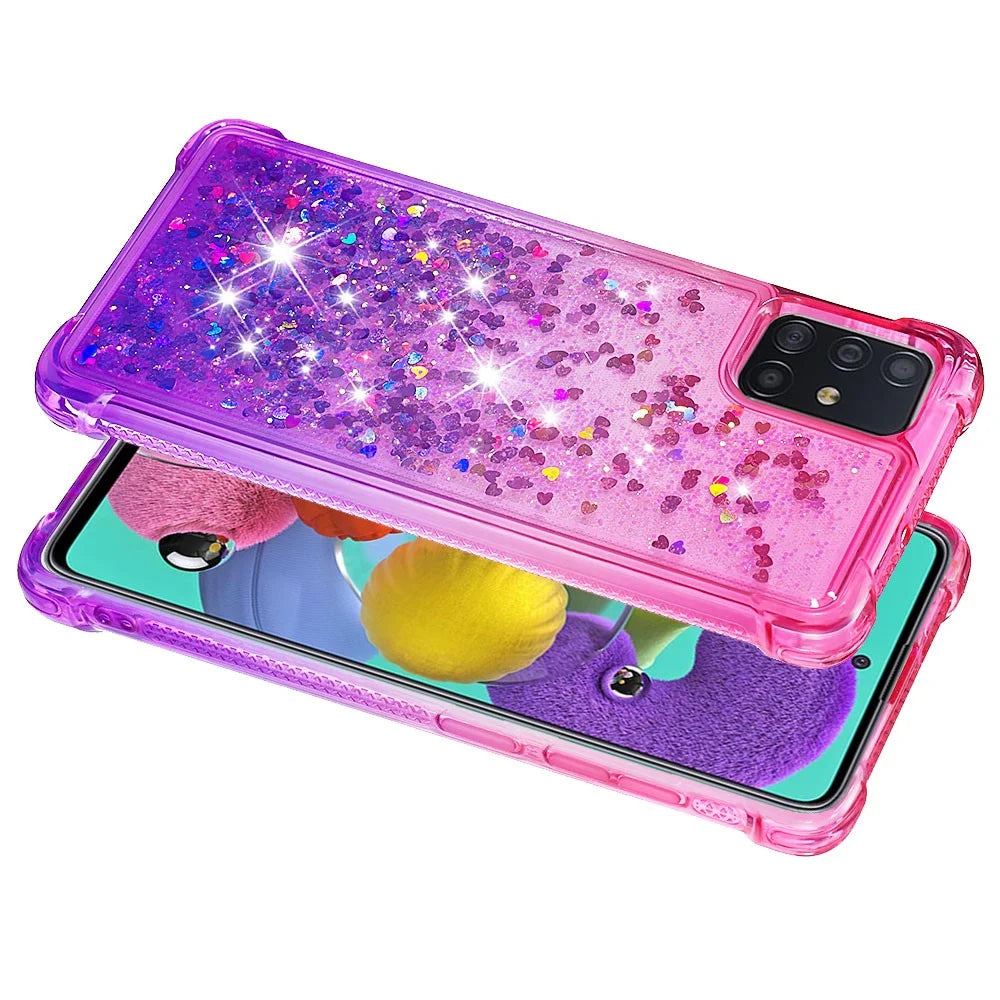 Gradient Glitter Powder Quicksand TPU Case Phone Shell for Samsung Galaxy A51 - Rose/Purple - 4