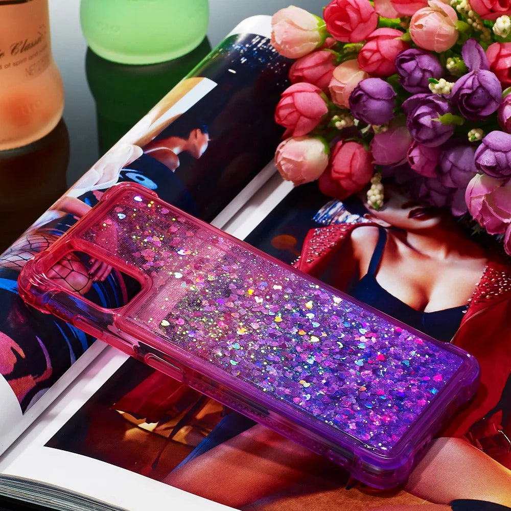 Gradient Glitter Powder Quicksand TPU Case Phone Shell for Samsung Galaxy A51 - Rose/Purple - 7