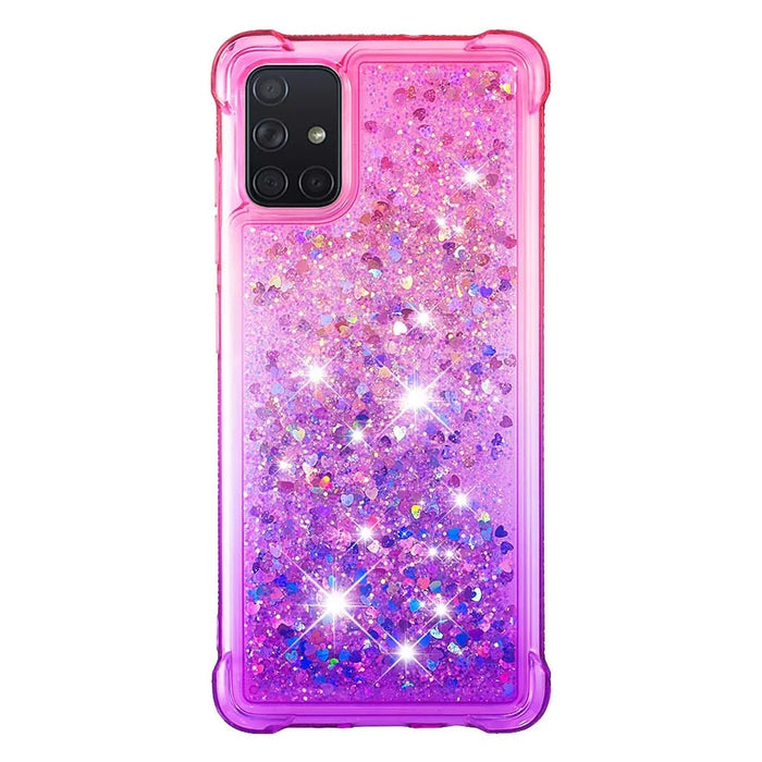 Gradient Glitter Powder Quicksand TPU Cell Phone Case for Samsung Galaxy A71 - Rose/Purple - 2
