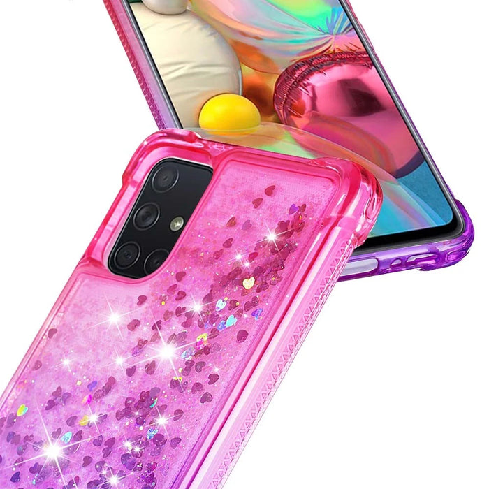 Gradient Glitter Powder Quicksand TPU Cell Phone Case for Samsung Galaxy A71 - Rose/Purple - 5