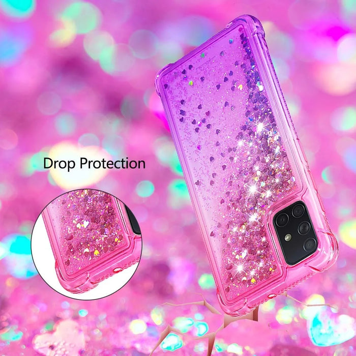 Gradient Glitter Powder Quicksand TPU Cell Phone Case for Samsung Galaxy A71 - Rose/Purple - 6