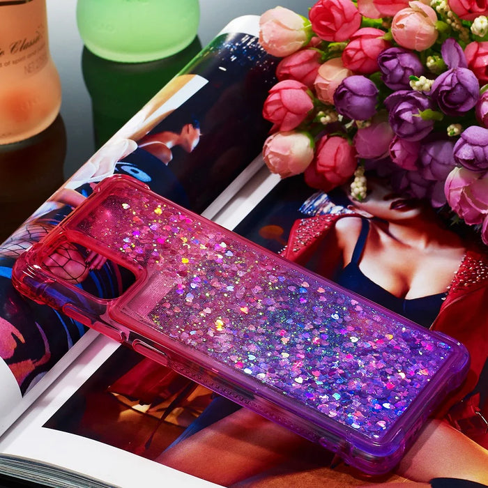 Gradient Glitter Powder Quicksand TPU Cell Phone Case for Samsung Galaxy A71 - Rose/Purple - 7
