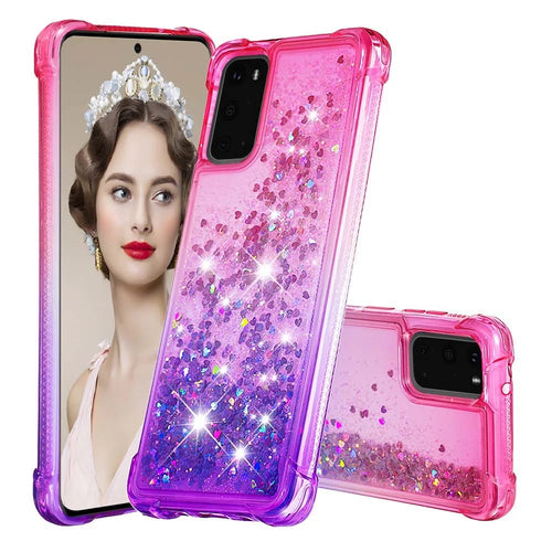 Gradient Glitter Powder Quicksand TPU Case for Samsung Galaxy S20 4G/S20 5G - Rose / Purple - 1