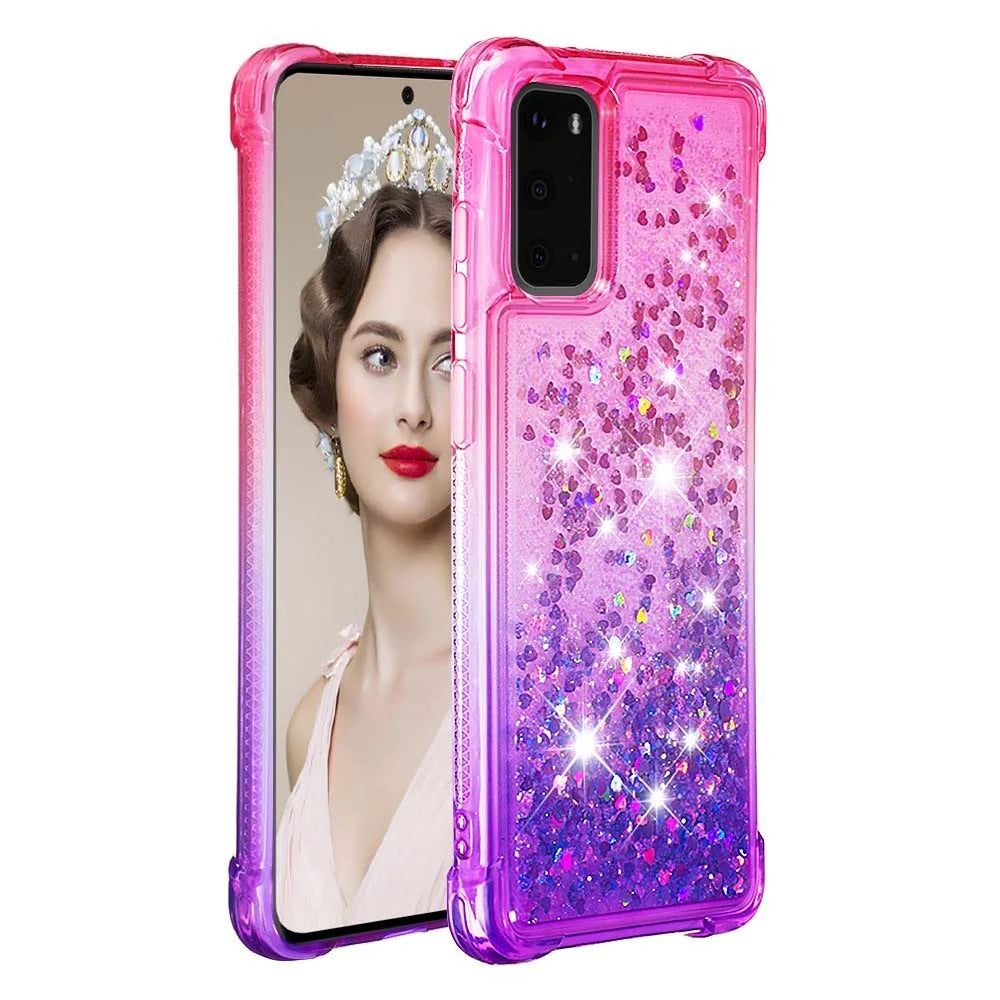 Gradient Glitter Powder Quicksand TPU Case for Samsung Galaxy S20 4G/S20 5G - Rose / Purple - 3