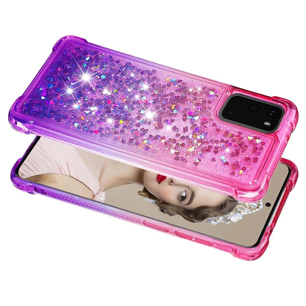 Gradient Glitter Powder Quicksand TPU Case for Samsung Galaxy S20 4G/S20 5G - Rose / Purple - 4