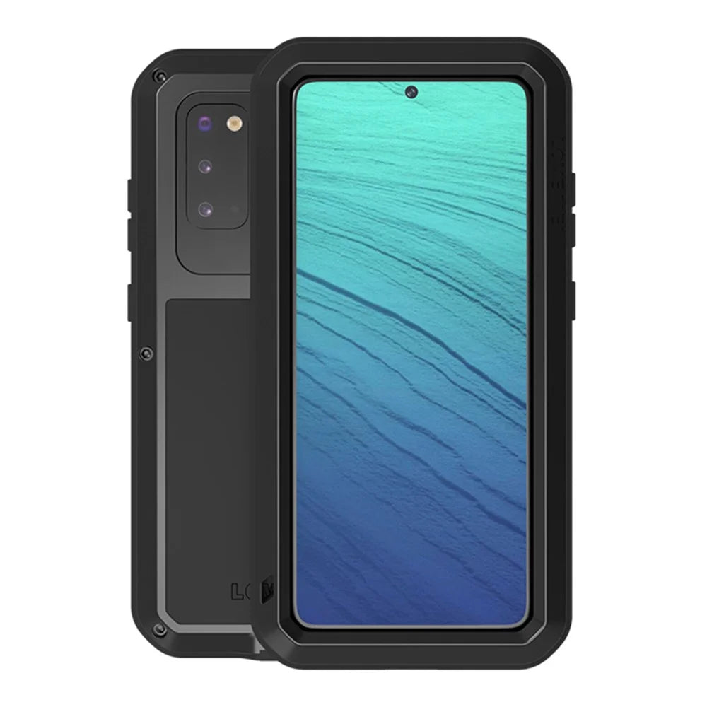 LOVE MEI Shockproof Dropproof Dustproof Powerful Case for Samsung Galaxy S20 4G/S20 5G Silicone+Metal Cover - Black - 1