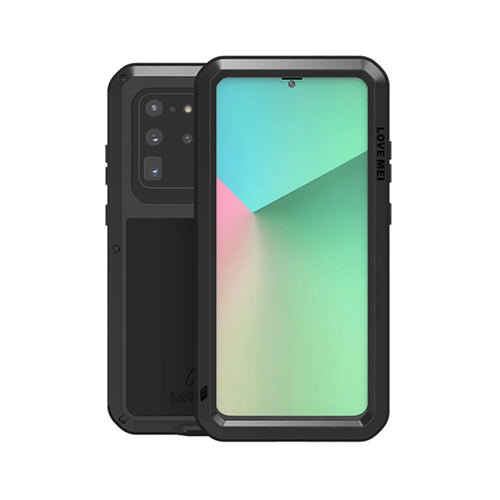LOVE MEI Shockproof Mobile Phone Covering Dust-proof Silicone+Metal Phone Shell for Samsung Galaxy S20 Ultra - Black - 1