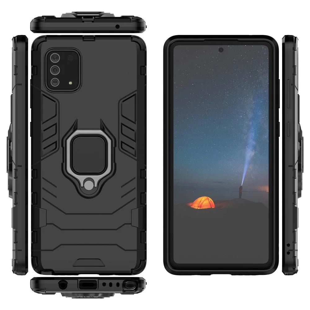 With Ring Holder Kickstand PC+TPU Cover for Samsung Galaxy A91 / S10 Lite - Black - 5
