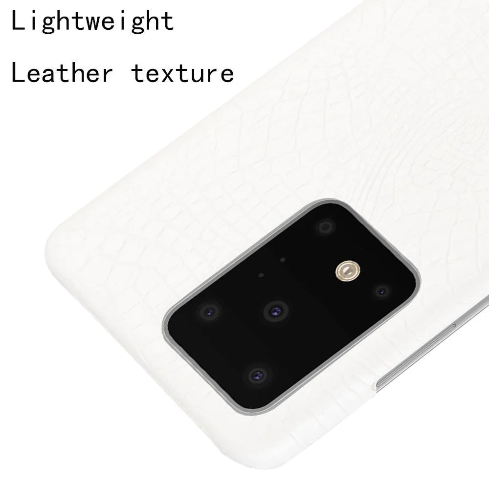 Crocodile Skin PU Leather Coated Hard PC Shell for Samsung Galaxy S20 Ultra 5G - White - 4