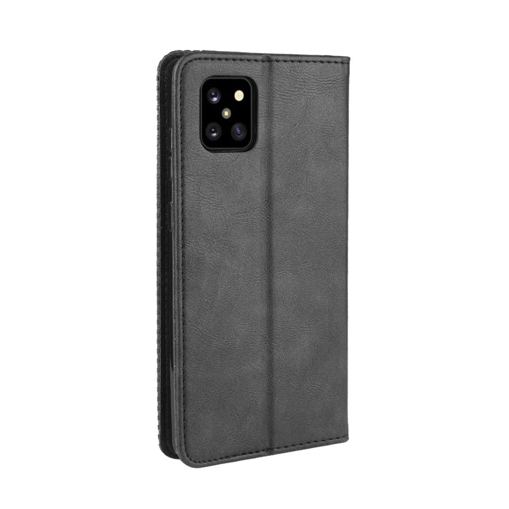 Vintage Style Leather Wallet Stand Phone Case for Samsung Galaxy A81/M60S/Note 10 Lite - Black - 7