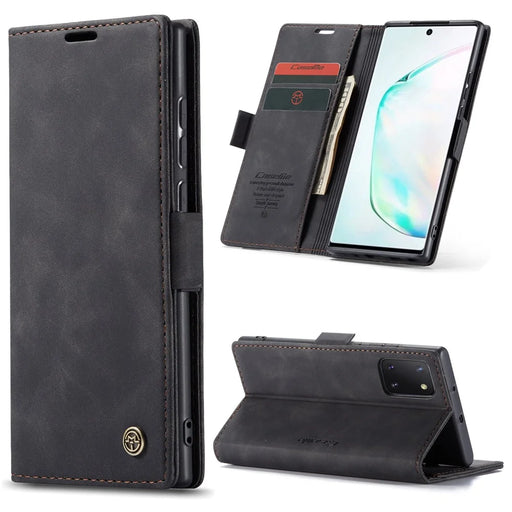 CASEME 013 Series Auto-absorbed Leather Flip Cover for Samsung Galaxy A81/Note 10 Lite - Black - 2