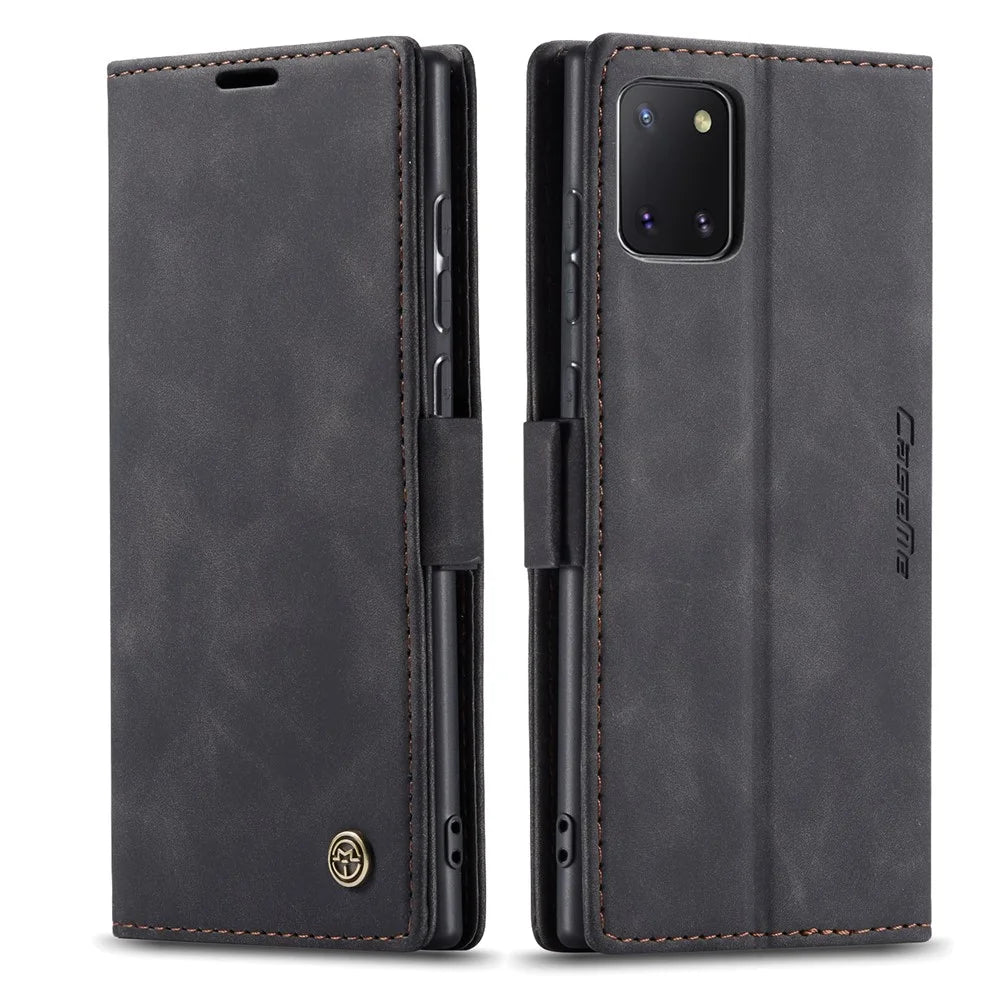 CASEME 013 Series Auto-absorbed Leather Flip Cover for Samsung Galaxy A81/Note 10 Lite - Black - 3