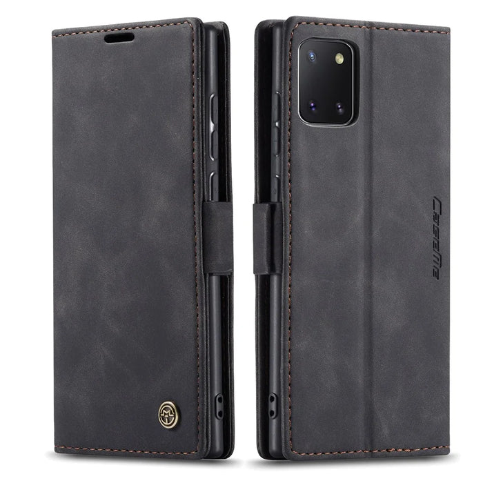 CASEME 013 Series Auto-absorbed Leather Flip Cover for Samsung Galaxy A81/Note 10 Lite - Black - 3