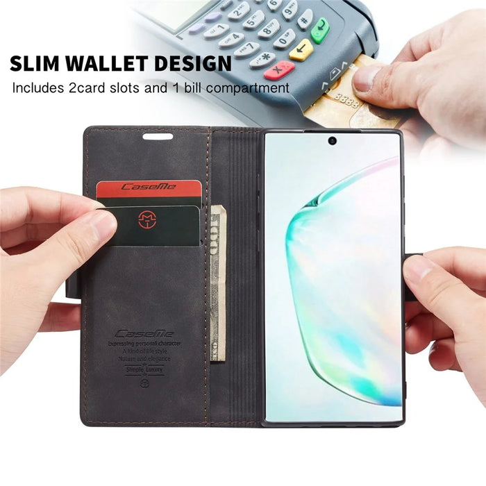 CASEME 013 Series Auto-absorbed Leather Flip Cover for Samsung Galaxy A81/Note 10 Lite - Black - 5