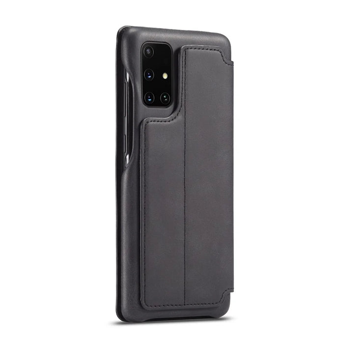 LC.IMEEKE Retro Style Flip Leather Card Holder Phone Case for Samsung Galaxy A51 - Black - 4