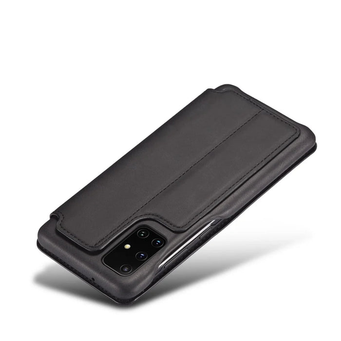 LC.IMEEKE Retro Style Flip Leather Card Holder Phone Case for Samsung Galaxy A51 - Black - 6