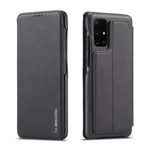 LC.IMEEKE Retro Style Leather Case with Card Holder for Samsung Galaxy A71 - Black - 1