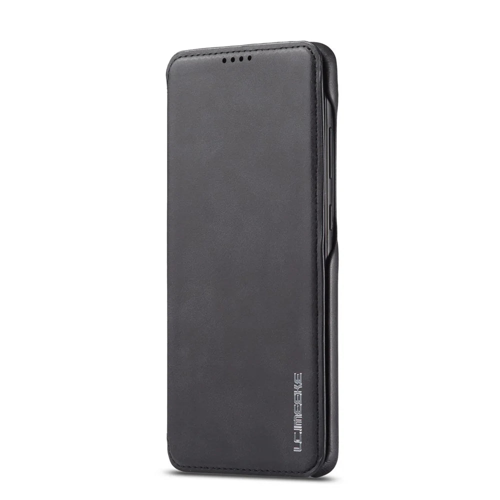 LC.IMEEKE Retro Style Leather Case with Card Holder for Samsung Galaxy A71 - Black - 3