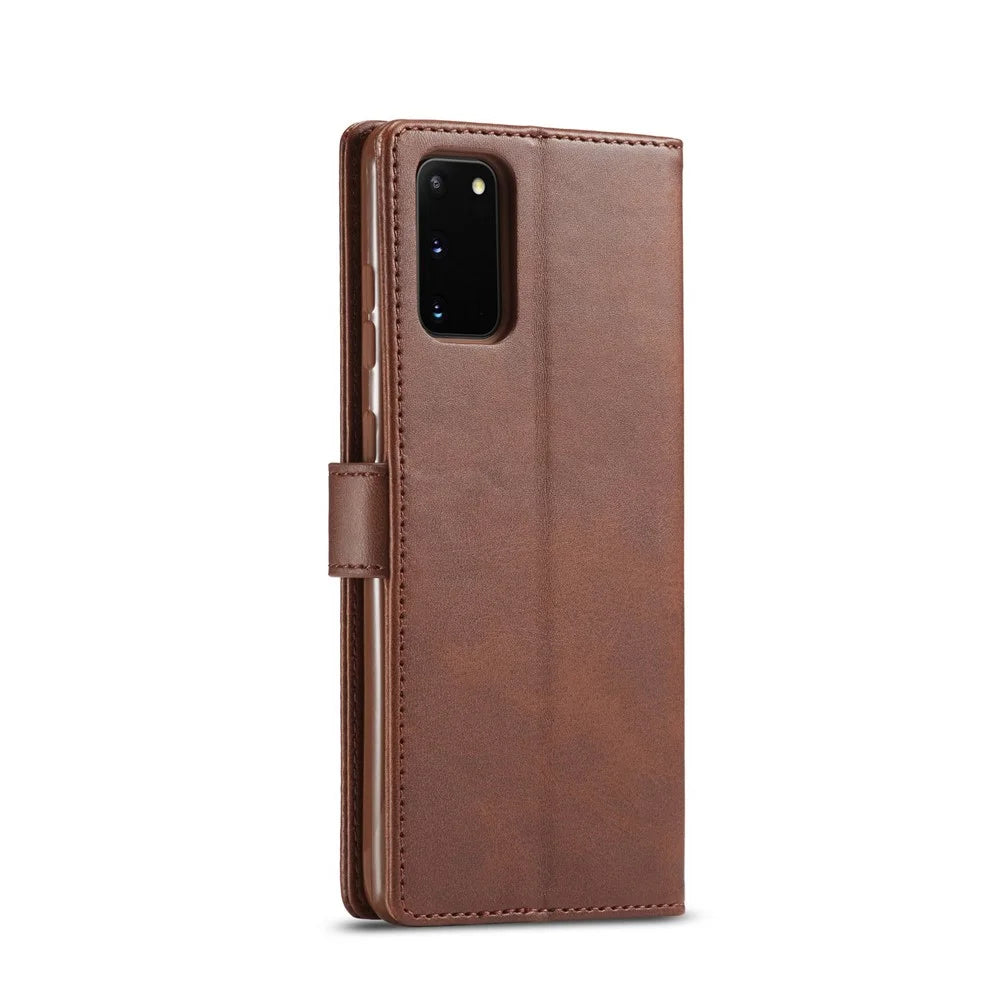 LC.IMEEKE Leather Wallet Case for Samsung Galaxy S20 4G/S20 5G - Coffee - 3