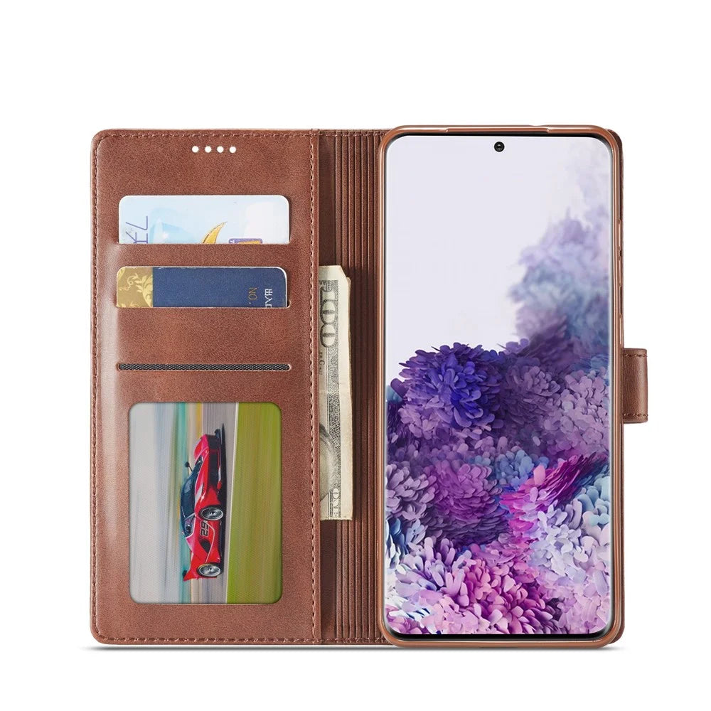 LC.IMEEKE Leather Wallet Case for Samsung Galaxy S20 4G/S20 5G - Coffee - 4