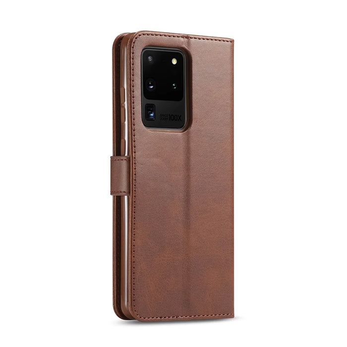 LC.IMEEKE Wallet Leather Stand Case for Samsung Galaxy S20 Ultra - Coffee - 3