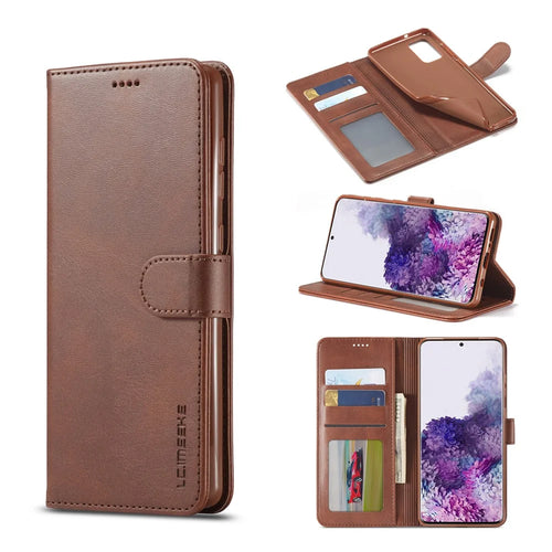 LC.IMEEKE Wallet Leather Stand Case for Samsung Galaxy A51 with Shock-Proof Soft TPU Inner Case Shock-Proof - Coffee - 1
