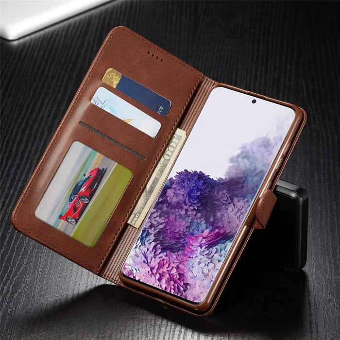 LC.IMEEKE Leather Wallet Case for Samsung Galaxy A71 - Coffee - 7