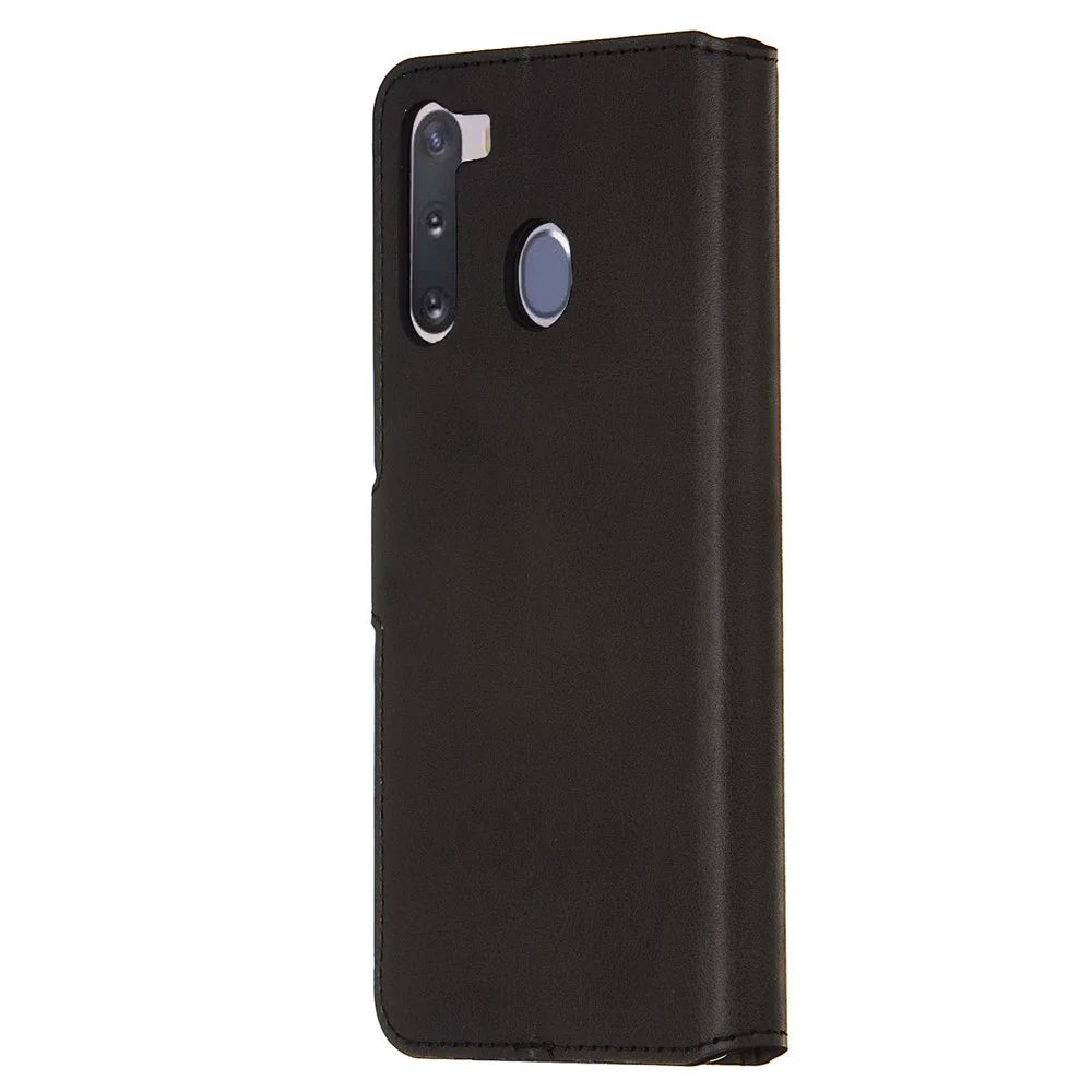 With Wallet Stand Flip Leather Case for Samsung Galaxy A21 - Black - 6