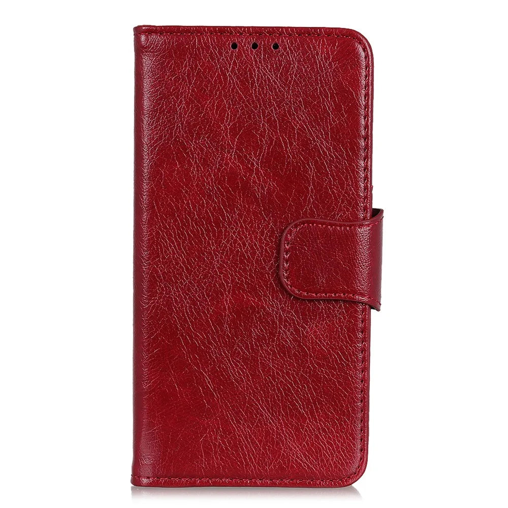 Nappa Texture Split Leather Wallet Phone Case for Samsung Galaxy A41 - Red - 6