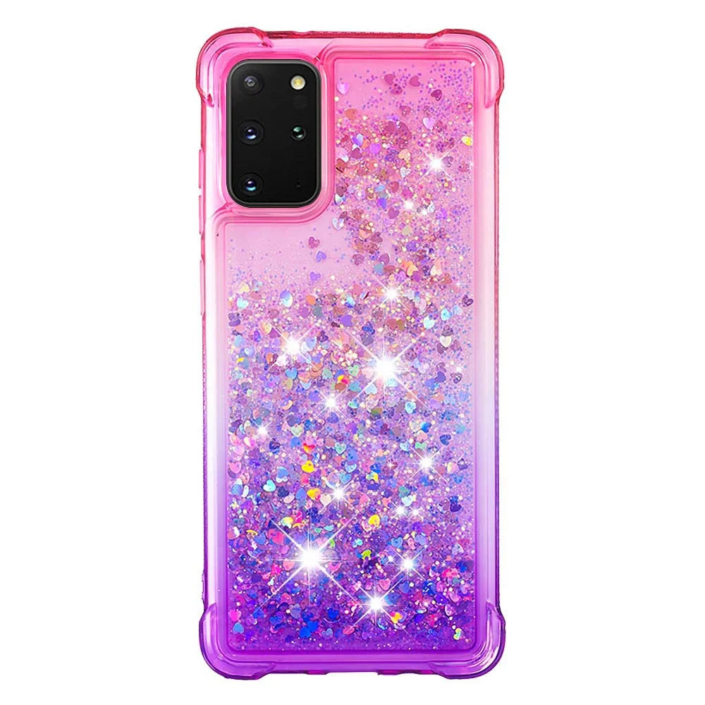Gradient Glitter Powder Quicksand TPU Phone Shell for Samsung Galaxy S20 Plus - Red/Purple - 2