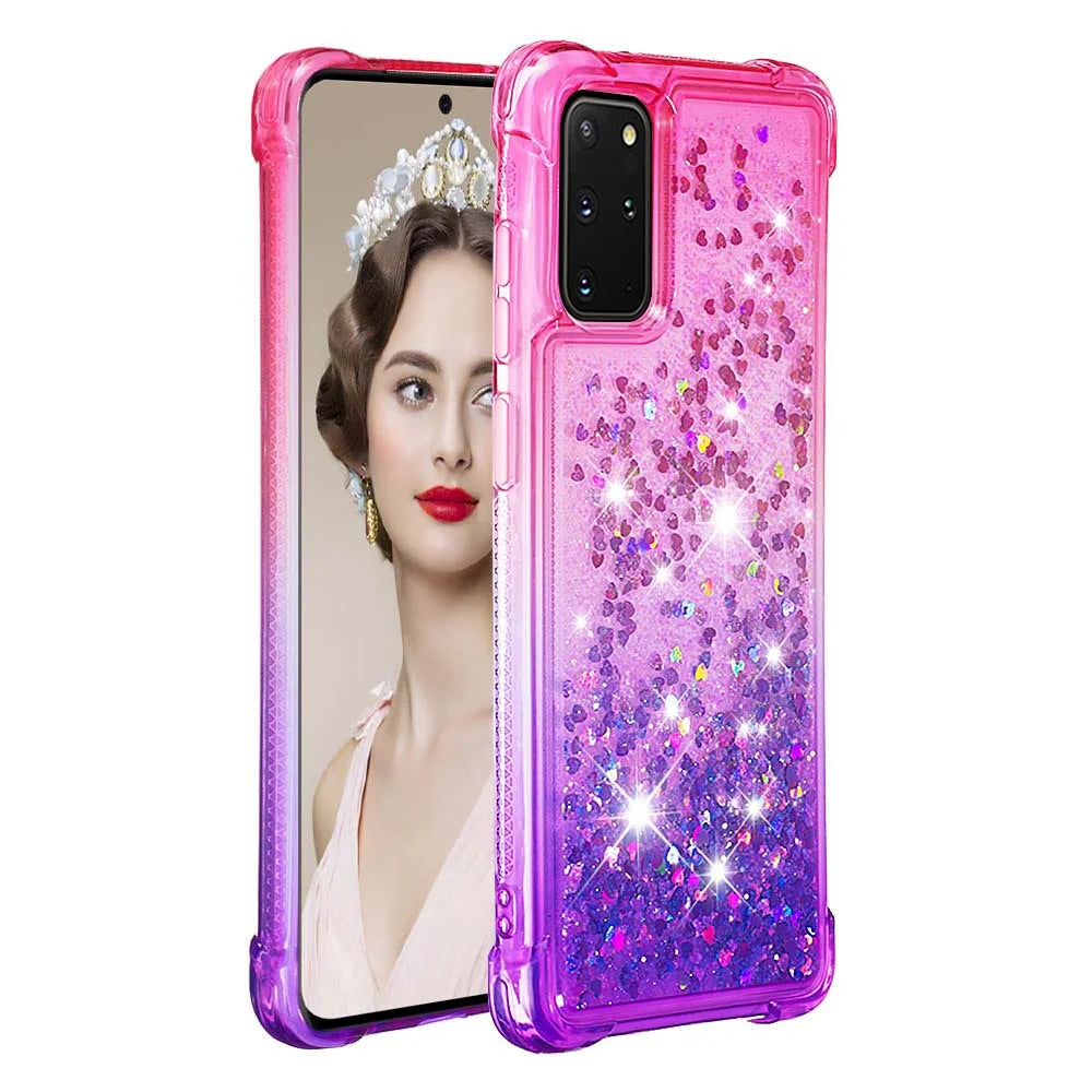 Gradient Glitter Powder Quicksand TPU Phone Shell for Samsung Galaxy S20 Plus - Red/Purple - 3