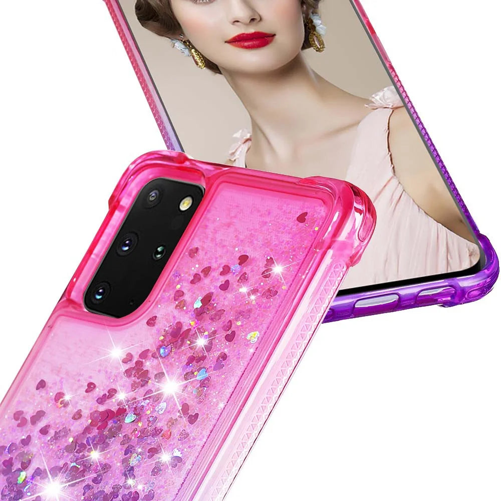 Gradient Glitter Powder Quicksand TPU Phone Shell for Samsung Galaxy S20 Plus - Red/Purple - 5
