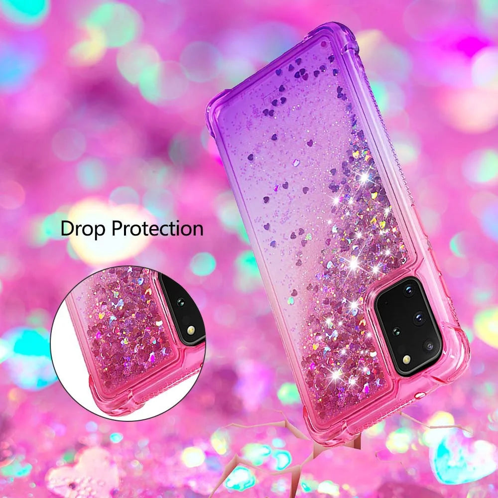 Gradient Glitter Powder Quicksand TPU Phone Shell for Samsung Galaxy S20 Plus - Red/Purple - 6